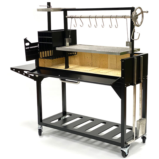 Tagwood BBQ Fully Assembled Black Argentine Santa Maria Wood Fire & Charcoal Grill - BBQ03SIF