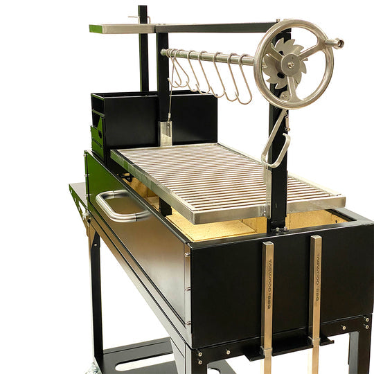 Tagwood BBQ Fully Assembled Black Argentine Santa Maria Wood Fire & Charcoal Grill - BBQ03SIF