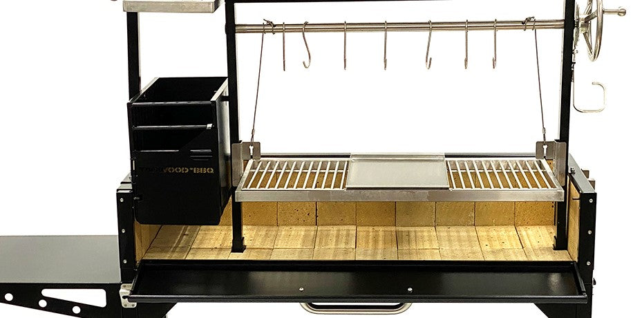 Tagwood BBQ Fully Assembled Black Argentine Santa Maria Wood Fire & Charcoal Grill - BBQ03SIF