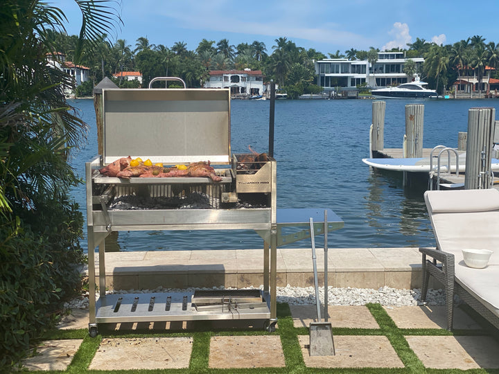 Tagwood BBQ Fully Assembled Argentine Santa Maria Wood Fire & Charcoal Grill with Top Lid - BBQ01SSF