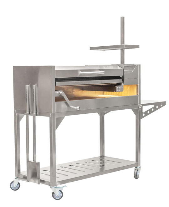 Tagwood BBQ Fully Assembled Argentine Santa Maria Wood Fire & Charcoal Grill with Top Lid - BBQ01SSF