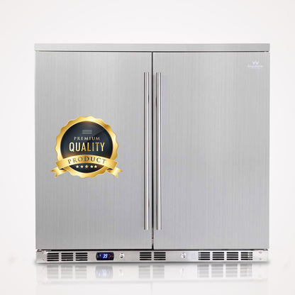 Kingsbottle 36 Inch Double Door Outdoor Stainless Steel Refrigerator