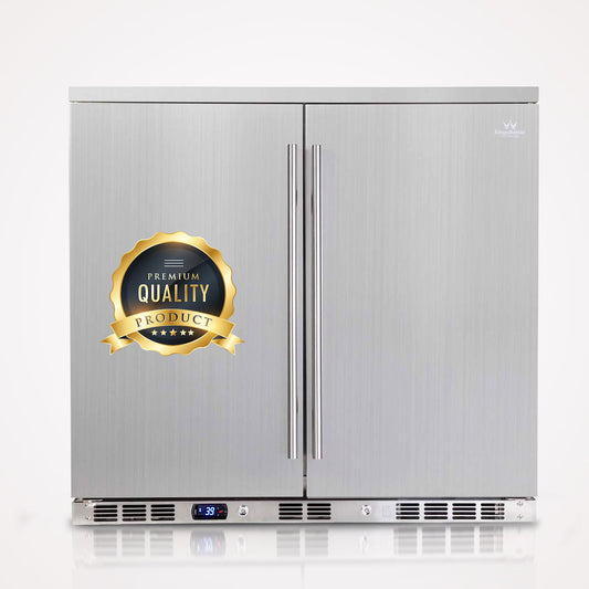 Kingsbottle 36 Inch Double Door Outdoor Stainless Steel Refrigerator
