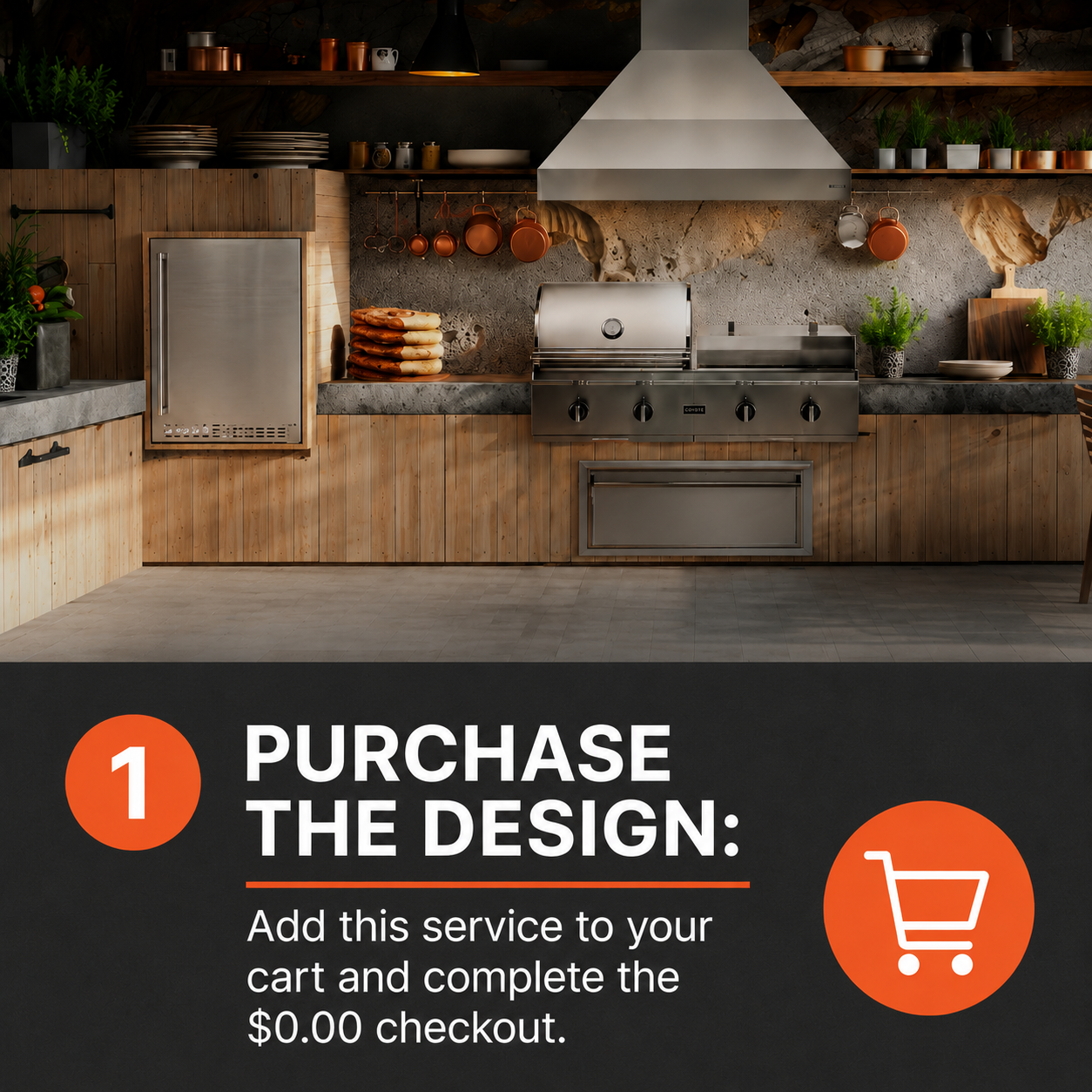 Custom Outdoor Kitchen 3D Design Service (100% Free)