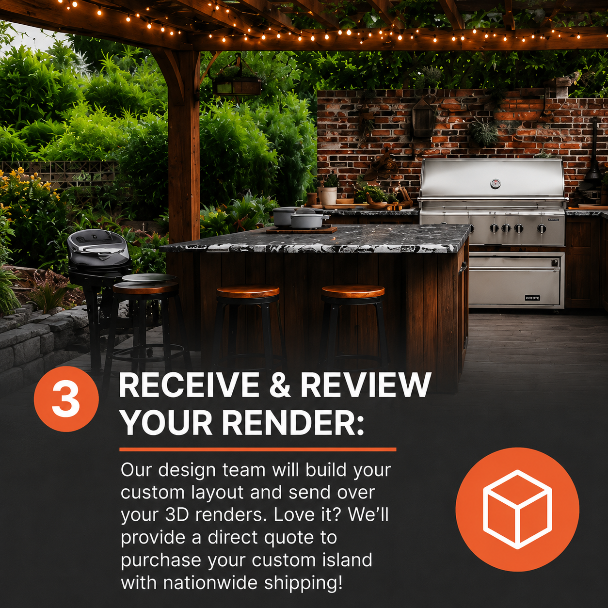 Custom Outdoor Kitchen 3D Design Service (100% Free)