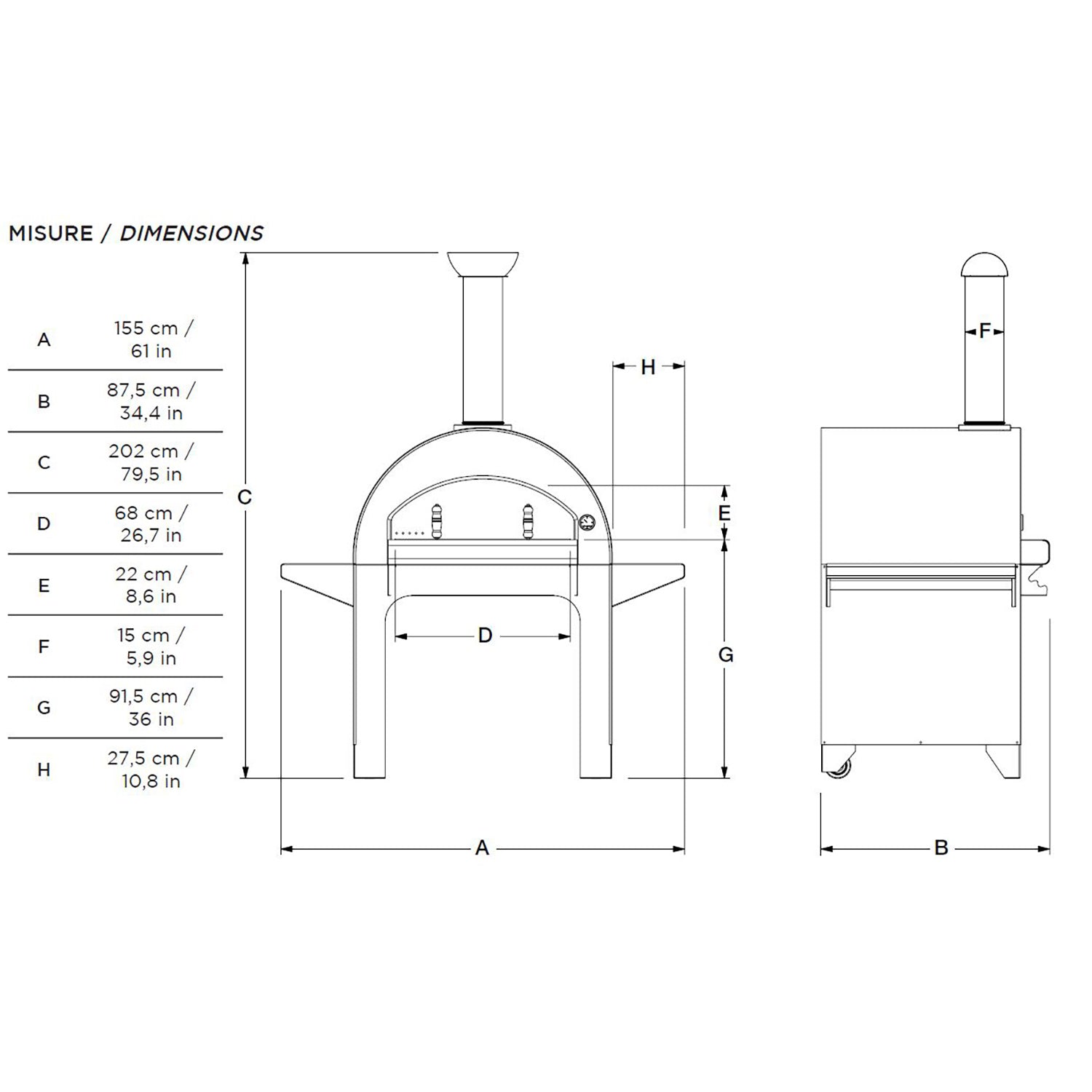 Alfa 4 Pizze 31-Inch Countertop Wood-Fired Pizza Oven