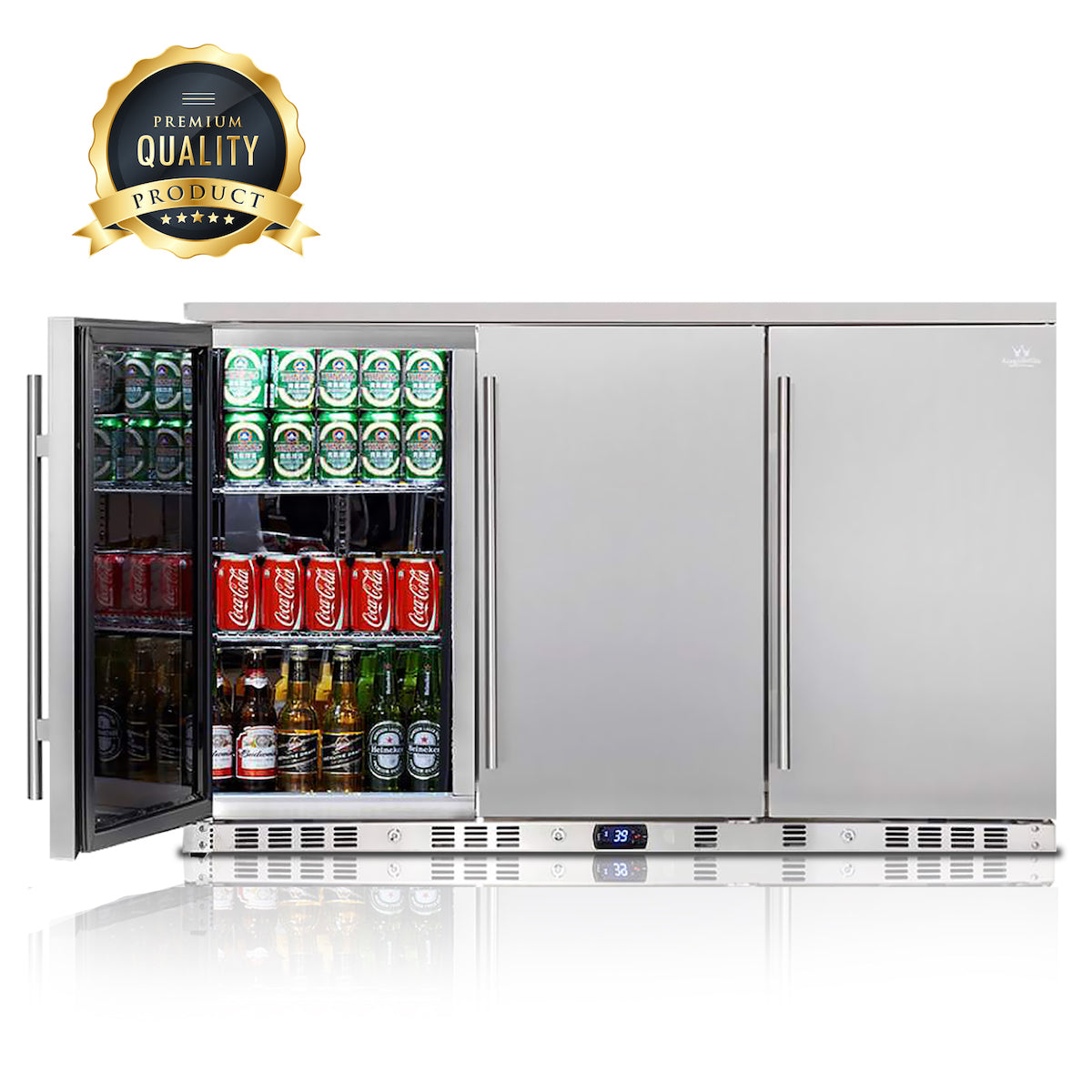 53 Inch Solid 3-Door Outdoor Beverage Drinks Cooler