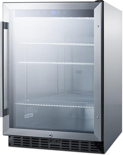 Summit 24” Beverage Center, Outdoor Beverage Refrigerator, 5.0 cu.ft. Capacity, Stainless Steel & Glass- SCR611GLOS