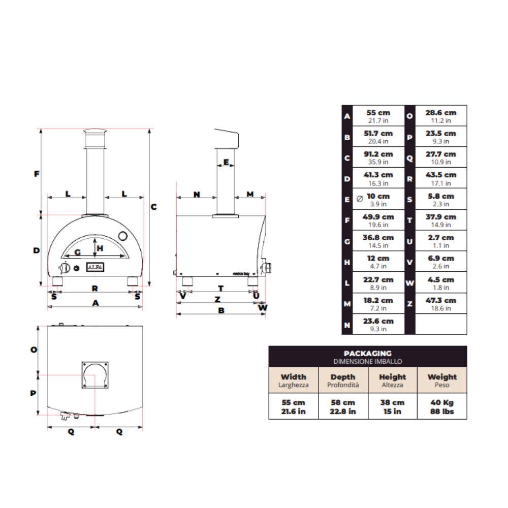 Alfa Moderno 15-Inch Portable Pizza Oven