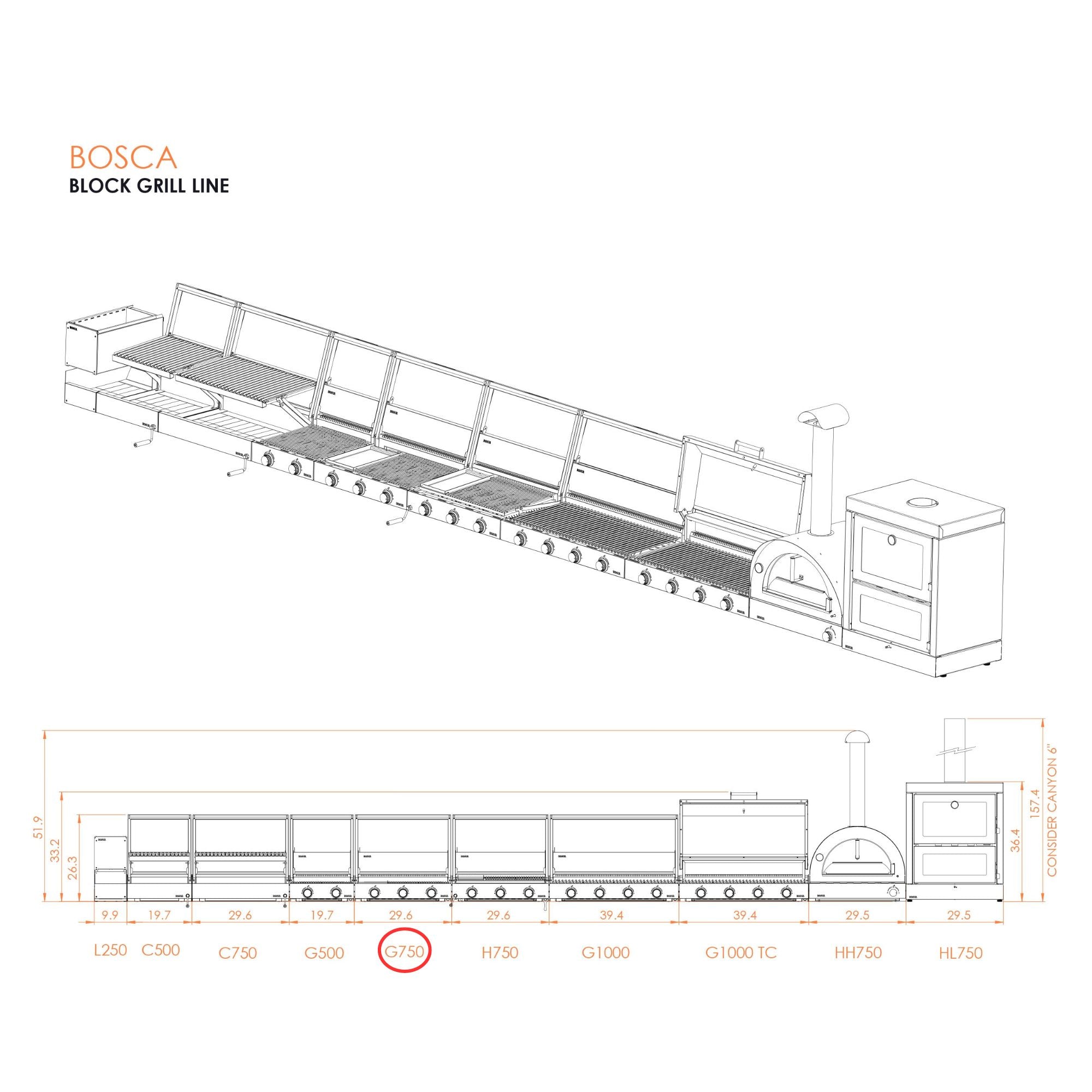 Bosca Block 750 Built-In Gas Grill