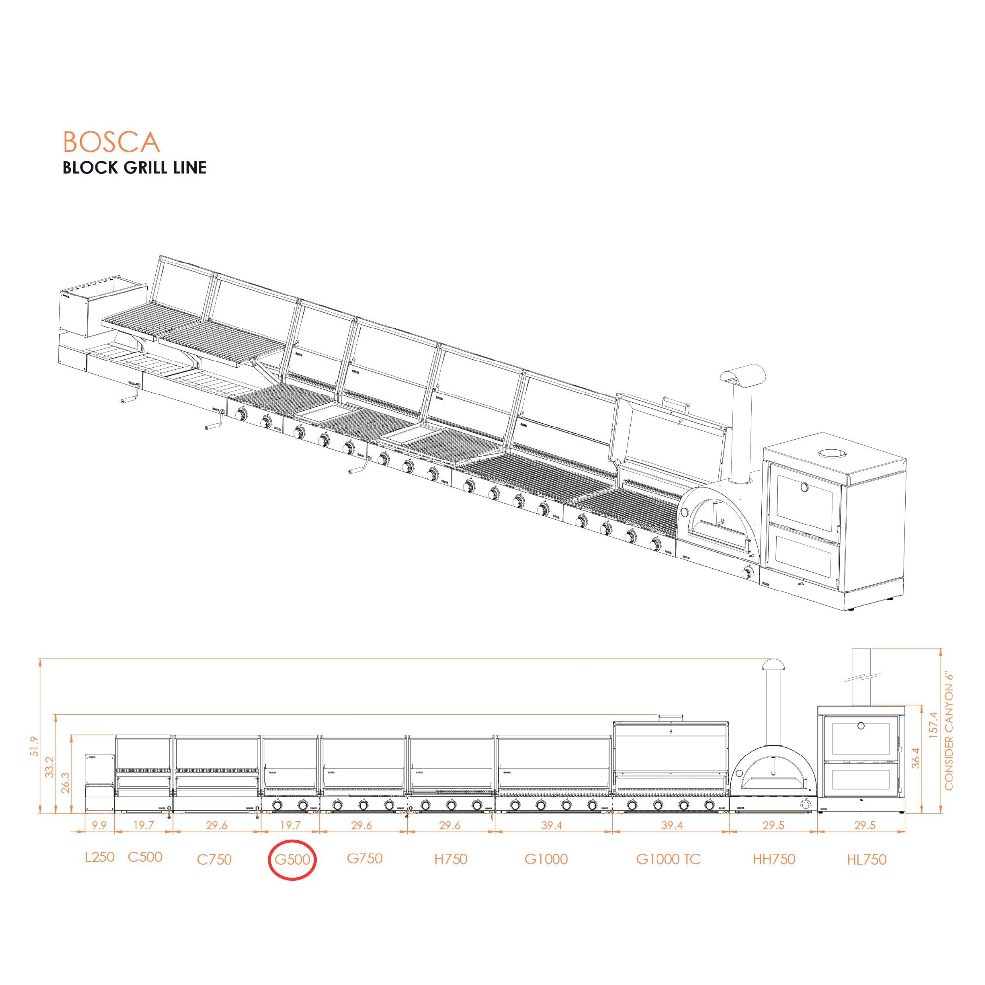 Bosca Block 500 Built-In Gas Grill