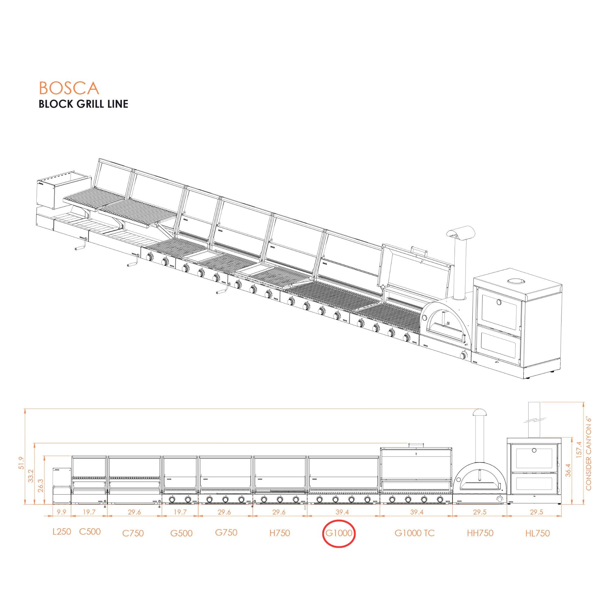 Bosca Block 1000 Built-In Gas Grill