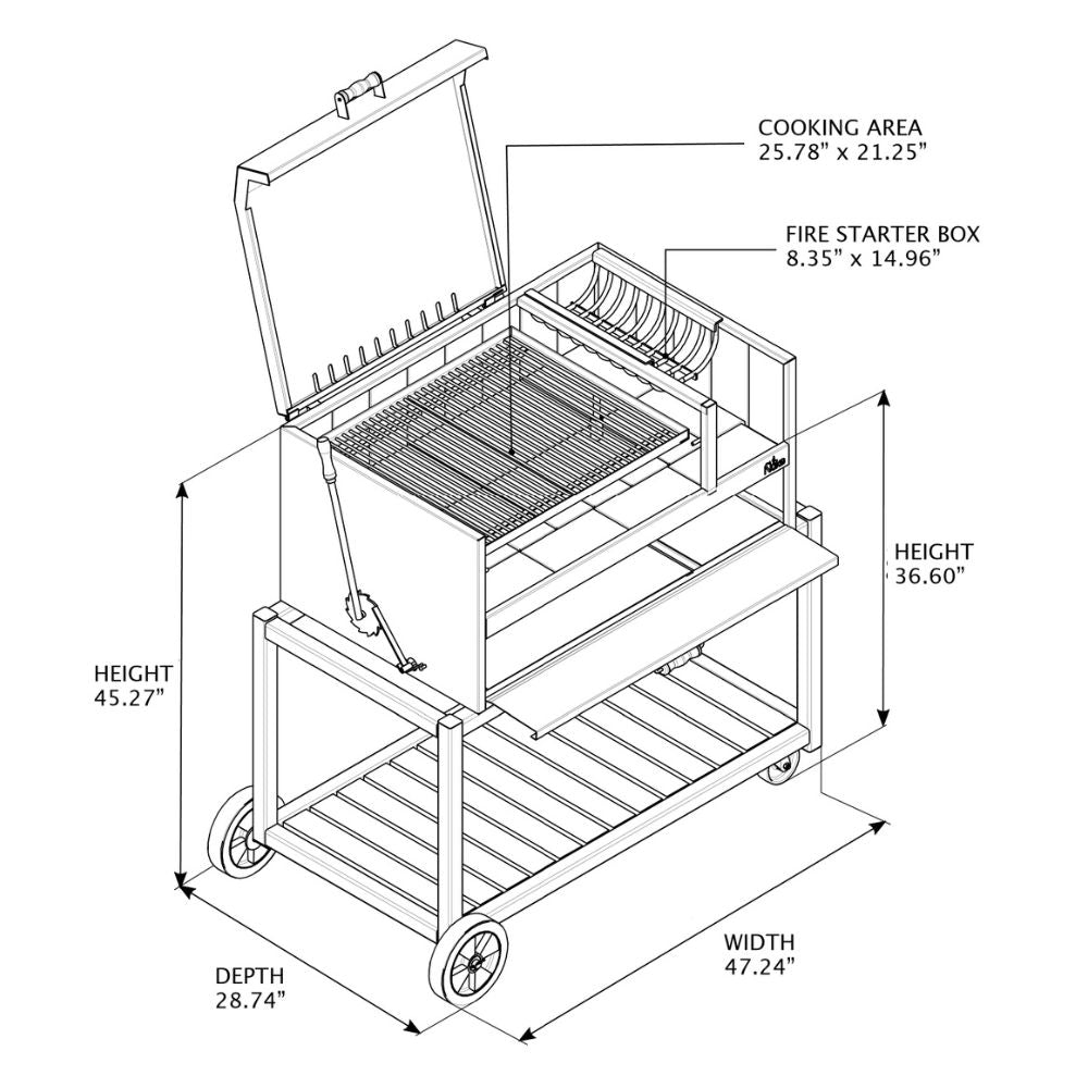 Nuke Delta Freestanding Argentine Charcoal Grill 45 Inch