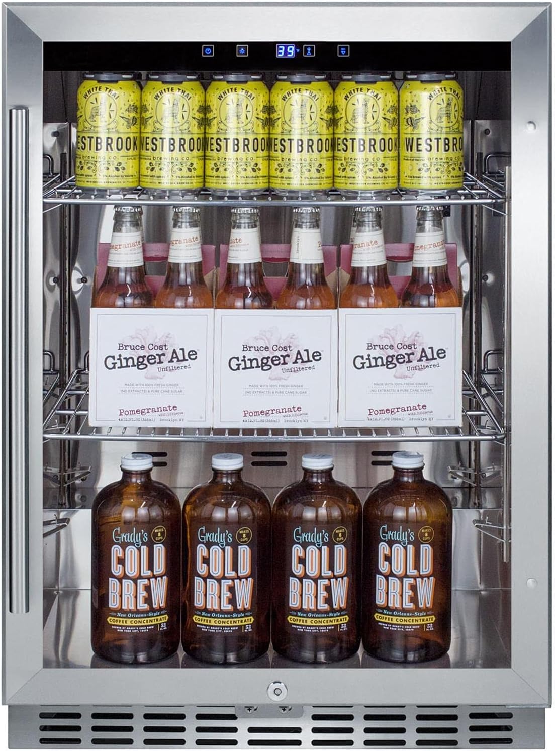 Summit 24” Beverage Center, Outdoor Beverage Refrigerator, 5.0 cu.ft. Capacity, Stainless Steel & Glass- SCR611GLOS