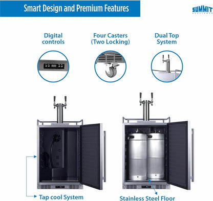 Summit SBC683OSTWIN 24" Wide Built-in or Freestanding Outdoor Rated Beer Kegerator