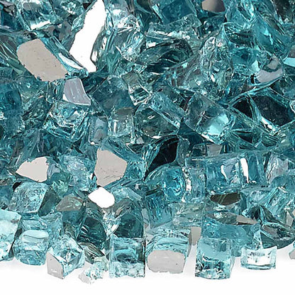 American Fire Glass 1/4-Inch Premium Fire Glass, 10-Pounds, Azuria Reflective