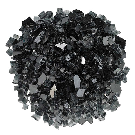 American Fire Glass 1/2-Inch Premium Fire Glass, 10-Pounds, Black Reflective