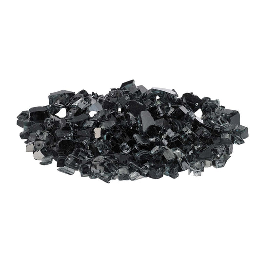 American Fire Glass 1/2-Inch Premium Fire Glass, 10-Pounds, Black Reflective