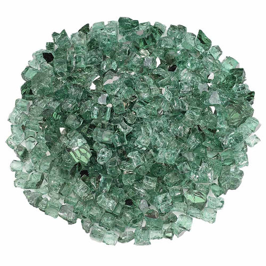 American Fire Glass 1/2-Inch Premium Fire Glass, 10-Pounds, Evergreen Reflective