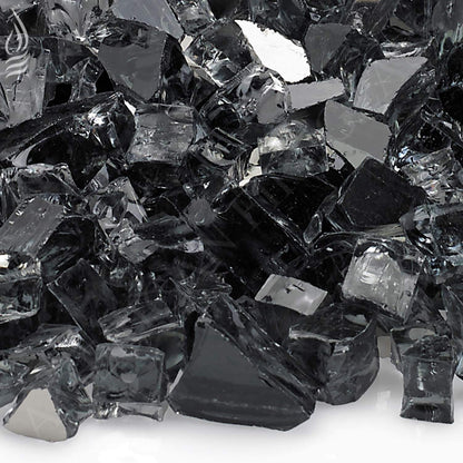 American Fire Glass 1/2-Inch Premium Fire Glass, 10-Pounds, Grey Reflective