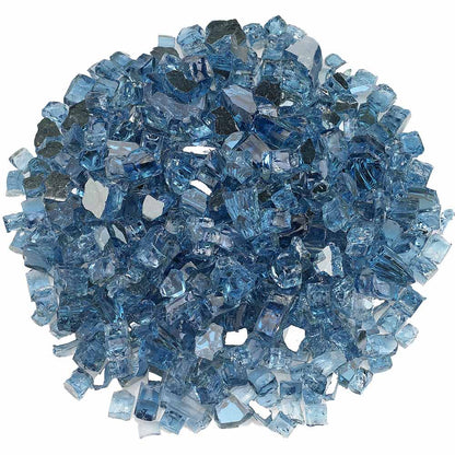 American Fire Glass 1/2-Inch Premium Fire Glass, 10-Pounds, Pacific Blue Reflective