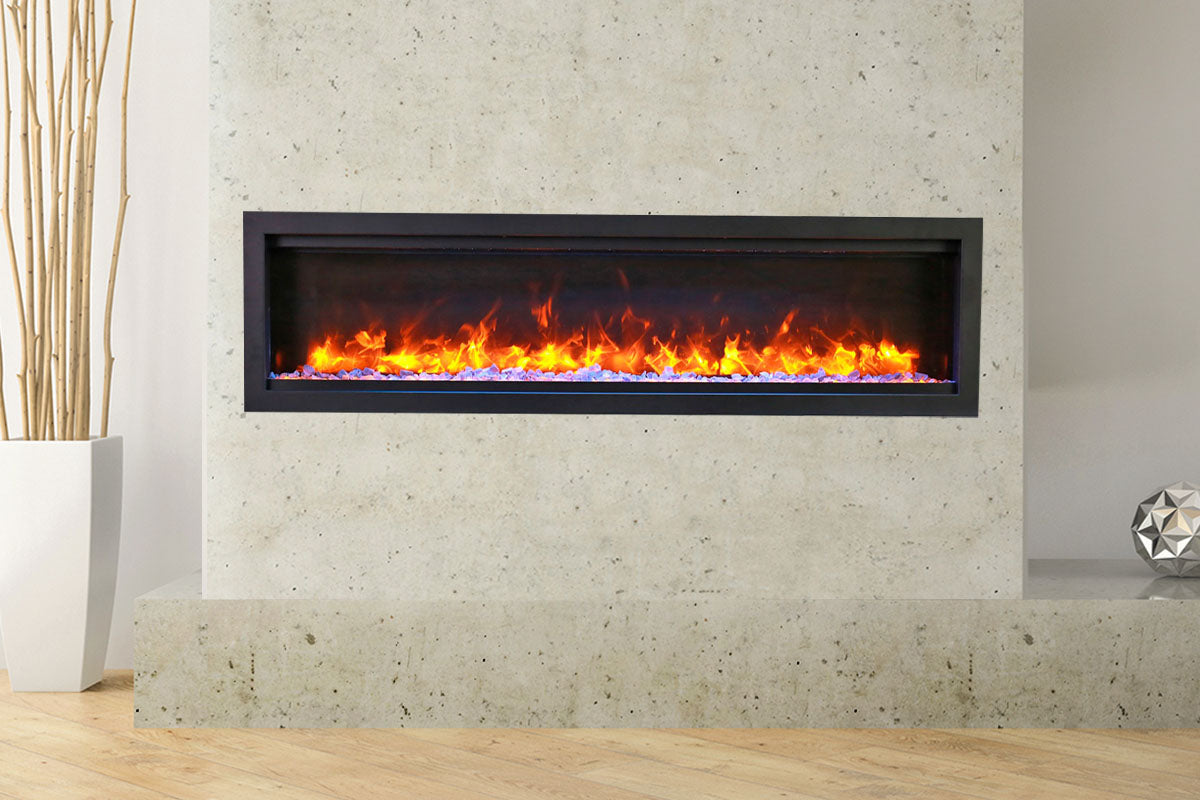 Amantii Symmetry Bespoke 50'' Wall Mount / Recessed Linear Indoor/Outdoor Electric Fireplace