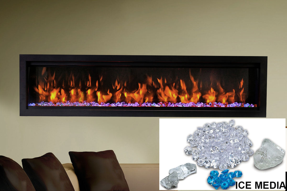 Amantii Symmetry Bespoke 74'' Wall Mount / Recessed Linear Indoor/Outdoor Electric Fireplace