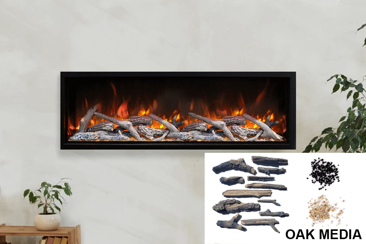 Amantii Symmetry Bespoke 88'' Wall Mount / Recessed Linear Indoor/Outdoor Electric Fireplace