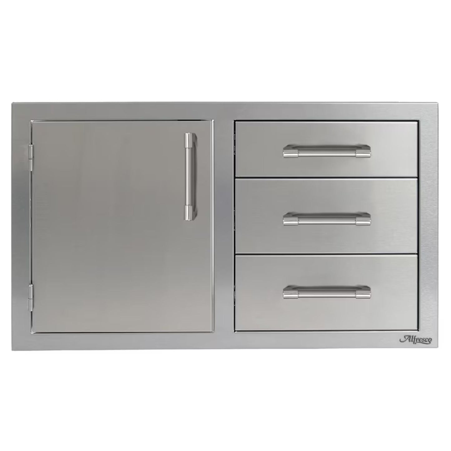 Alfresco 32-Inch Stainless Steel Left-Hinged Soft-Close Door & Triple Drawer Combo