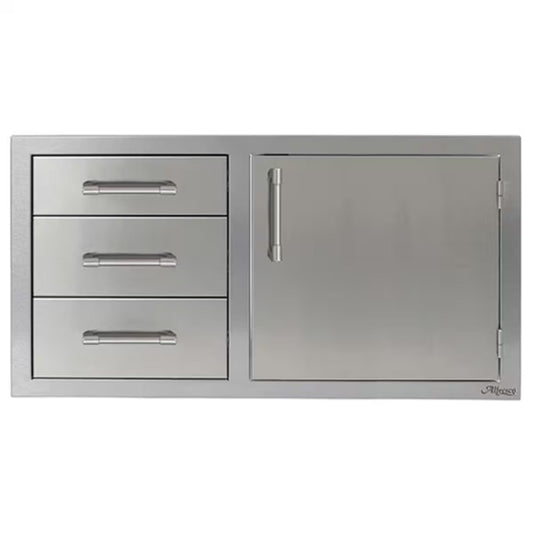 Alfresco 42-Inch Stainless Steel Right-Hinged Door & Triple Drawers Combo