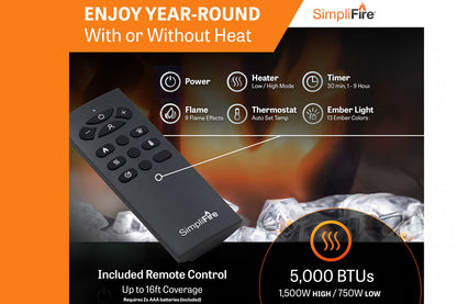 SimpliFire Allusion Slim 40'' Wall Mount / Recessed Electric Fireplace