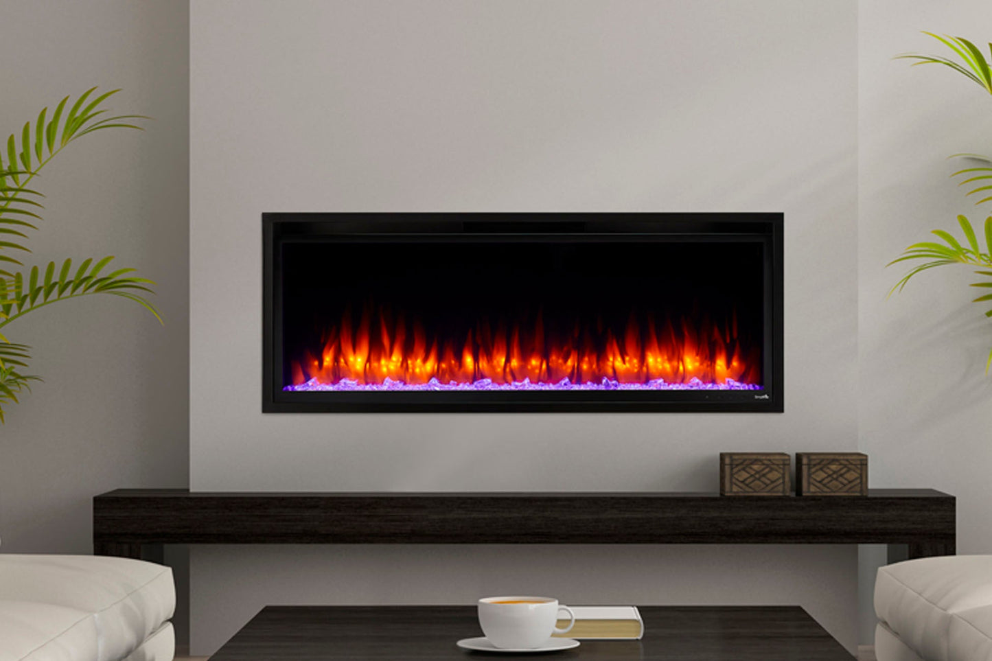 SimpliFire Allusion Platinum 50'' Wall Mount / Recessed Linear Electric Fireplace