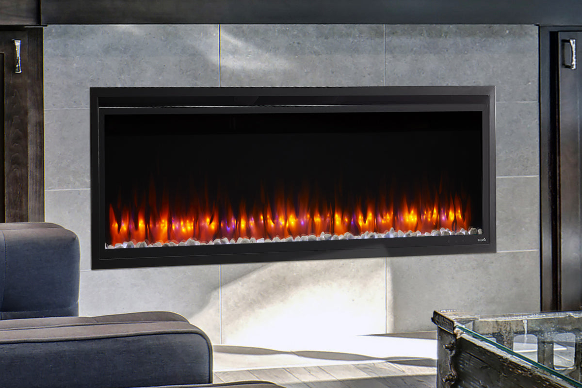 SimpliFire Allusion Platinum 60'' Wall Mount / Recessed Linear Electric Fireplace