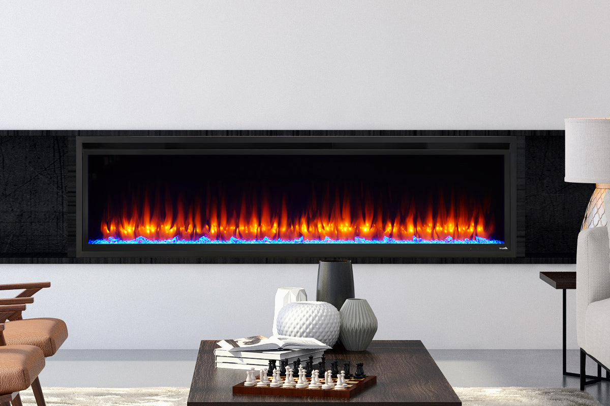SimpliFire Allusion Platinum 72'' Wall Mount / Recessed  Electric Fireplace