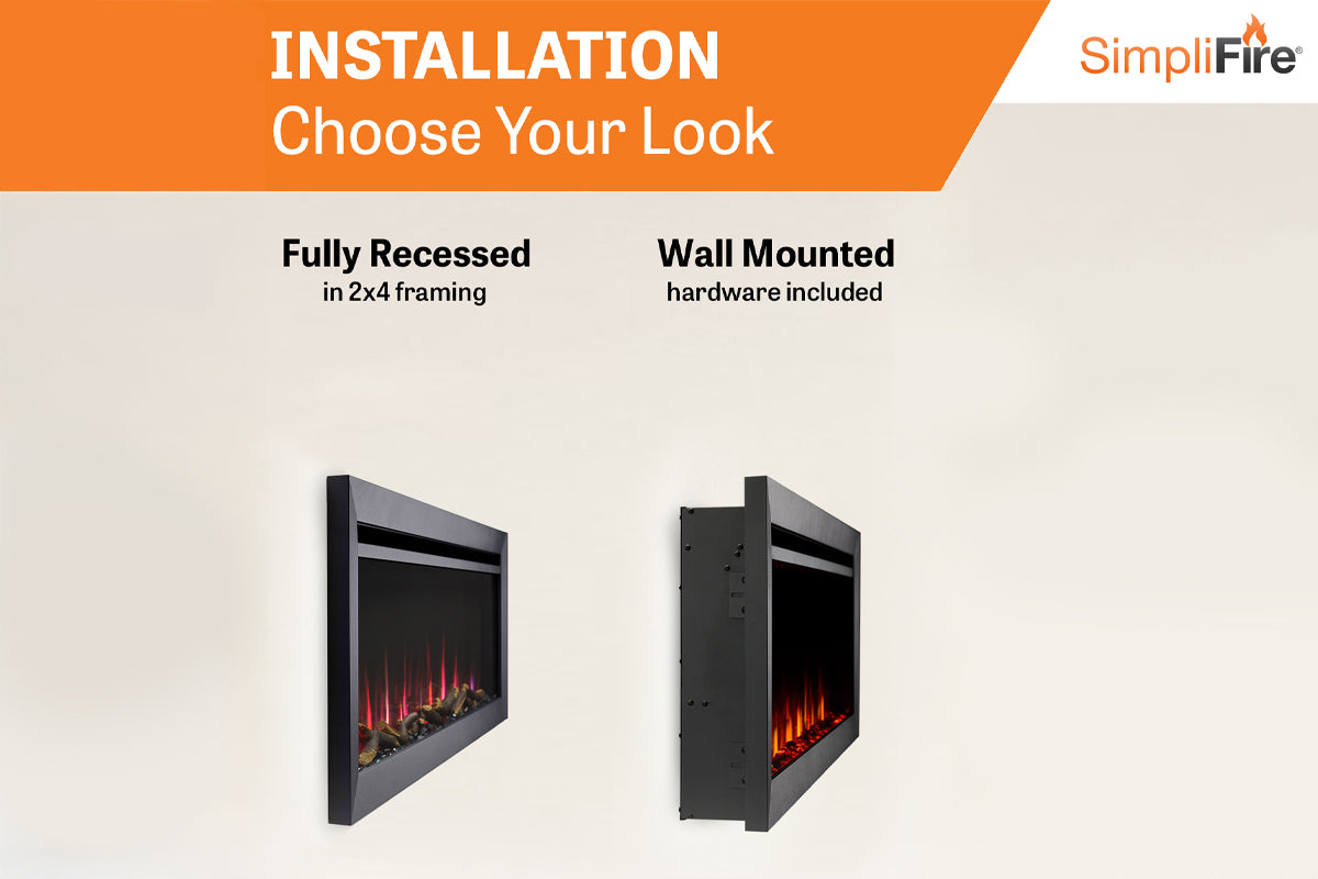 SimpliFire Allusion Slim 72'' Wall Mount / Recessed Electric Fireplace