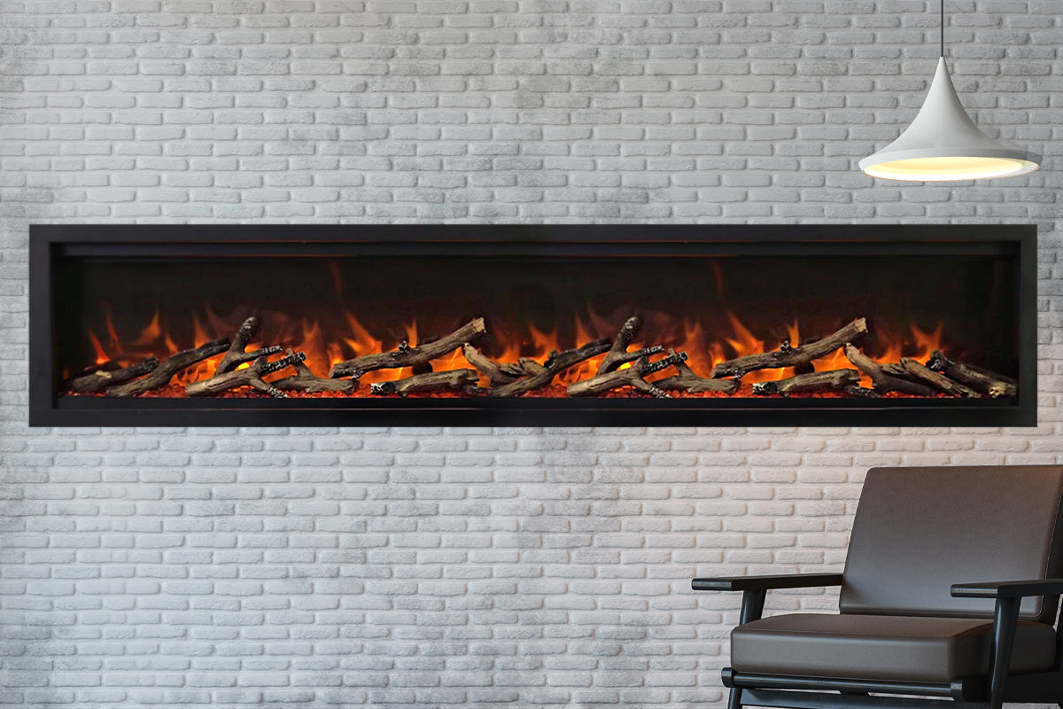 Amantii Symmetry Lumina 88'' Wall Mount / Recessed Smart Indoor/Outdoor Electric Fireplace