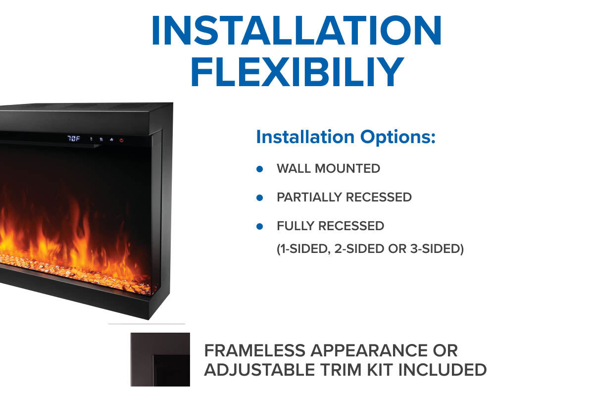 Napoleon Astound 74" FlexMount Smart Multi-Side Wall Mount | Recessed Electric Fireplace