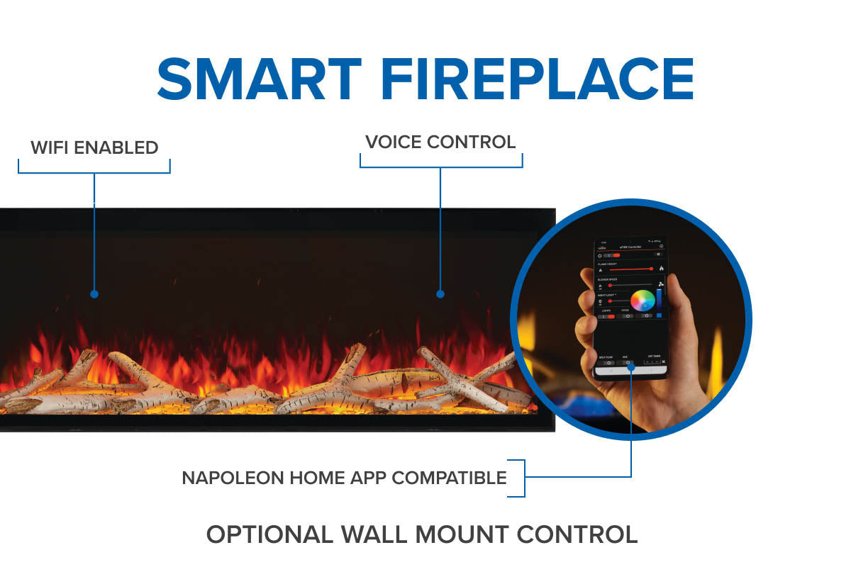 Napoleon Astound 74" FlexMount Smart Multi-Side Wall Mount | Recessed Electric Fireplace