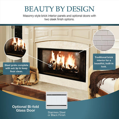 Majestic Royalton 36-Inch Radiant Wood Burning Fireplace