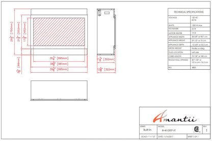 Amantii Panorama 40-inch Built-in Tall & Deep Indoor/Outdoor Linear Electric Fireplace