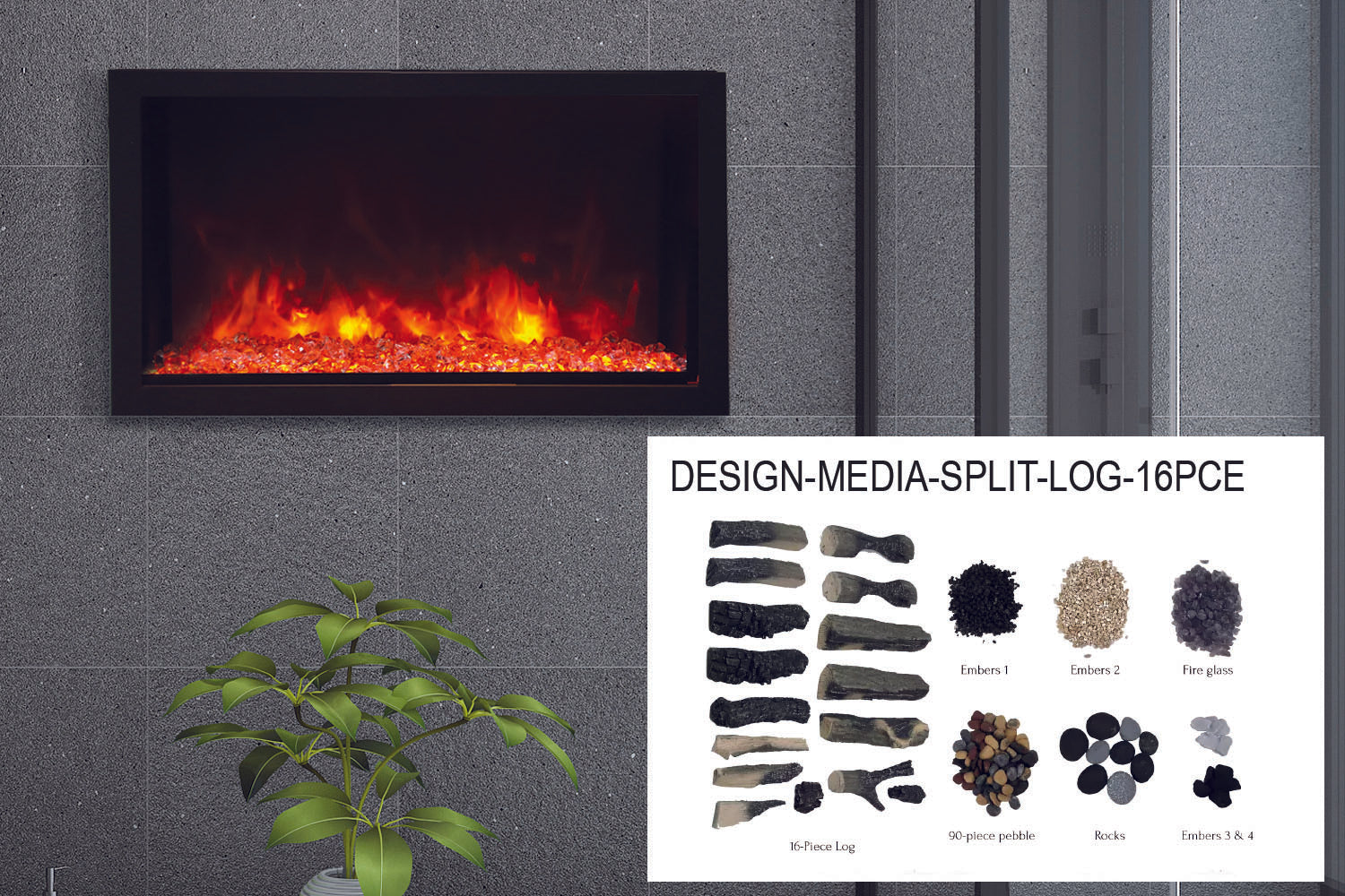 Amantii Panorama 40-inch Built-in Tall & Deep Indoor/Outdoor Linear Electric Fireplace