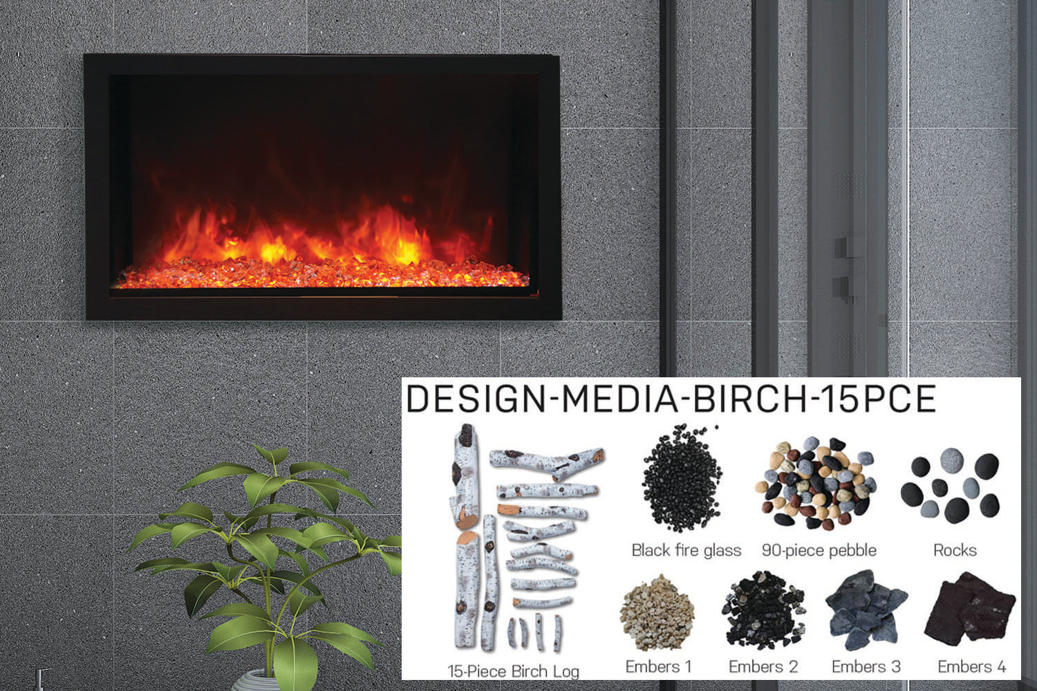 Amantii Panorama 40-inch Built-in Tall & Deep Indoor/Outdoor Linear Electric Fireplace