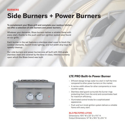 Blaze LTE PRO Built-In Power Burner