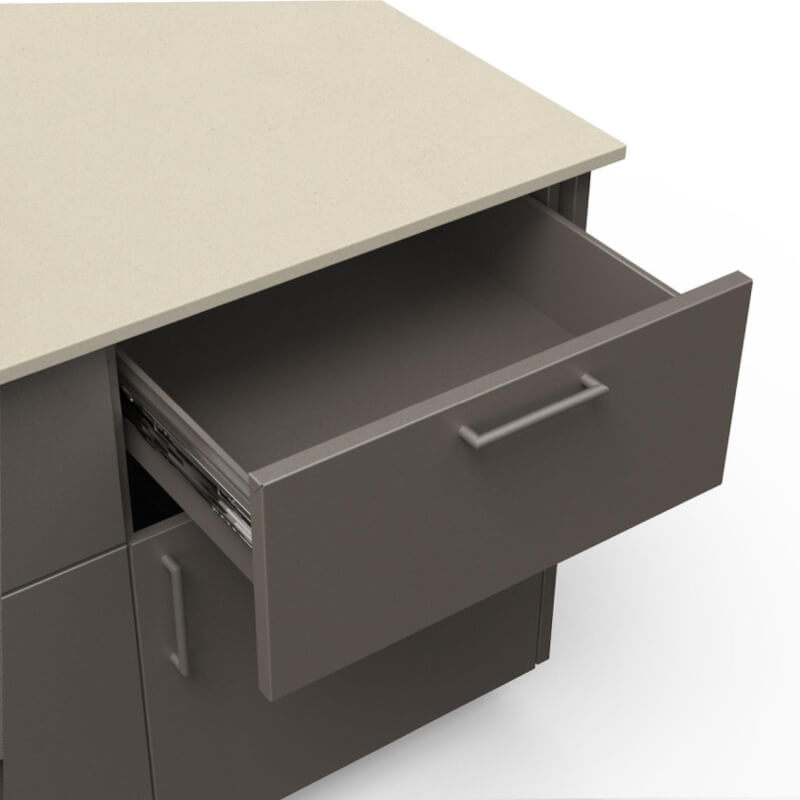 Blaze Golden Hour 10-Ft Outdoor Kitchen Island w/ 32-Inch Premium LTE+ Grill, Fridge, Sink in Gunmetal w/ Aeris Countertop