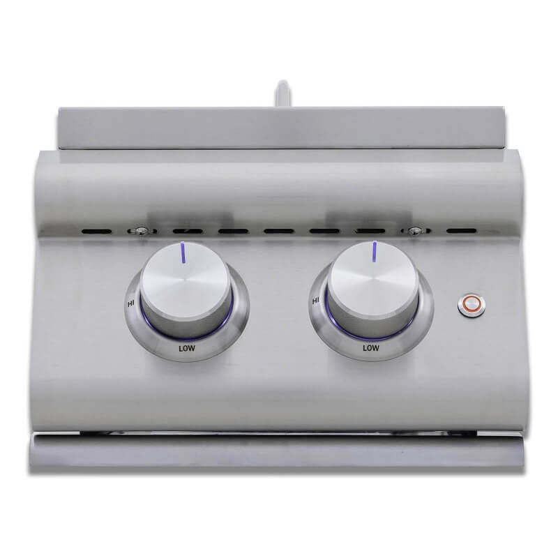  Built-in stainless steel Blaze LTE+ double side burner with two control knobs and a transformer for LED lighting, featuring a safe off/on indication LED - Outdoor Kitchen Side Burners