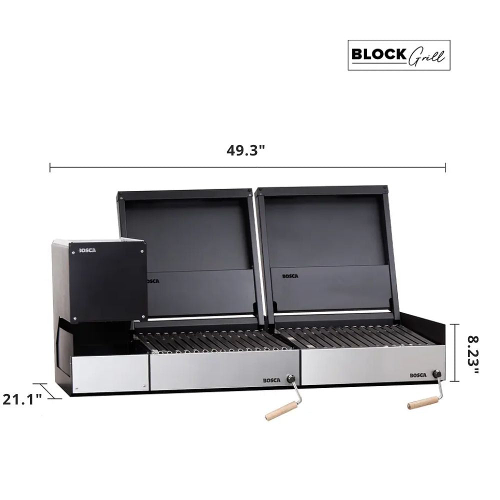 Bosca Pack Block Wood Brazier 250 + Block 500 20" + Block 500 20" Built-in Charcoal Grill