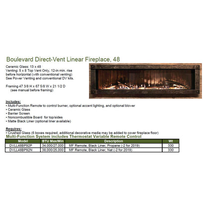 Emprie 48 Inch Boulevard Direct Vent Linear Gas Fireplace - DVLL48
