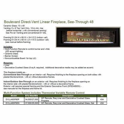 Empire 48 Inch Boulevard Direct Vent See-Through Linear Gas Fireplace - DVLL48SP