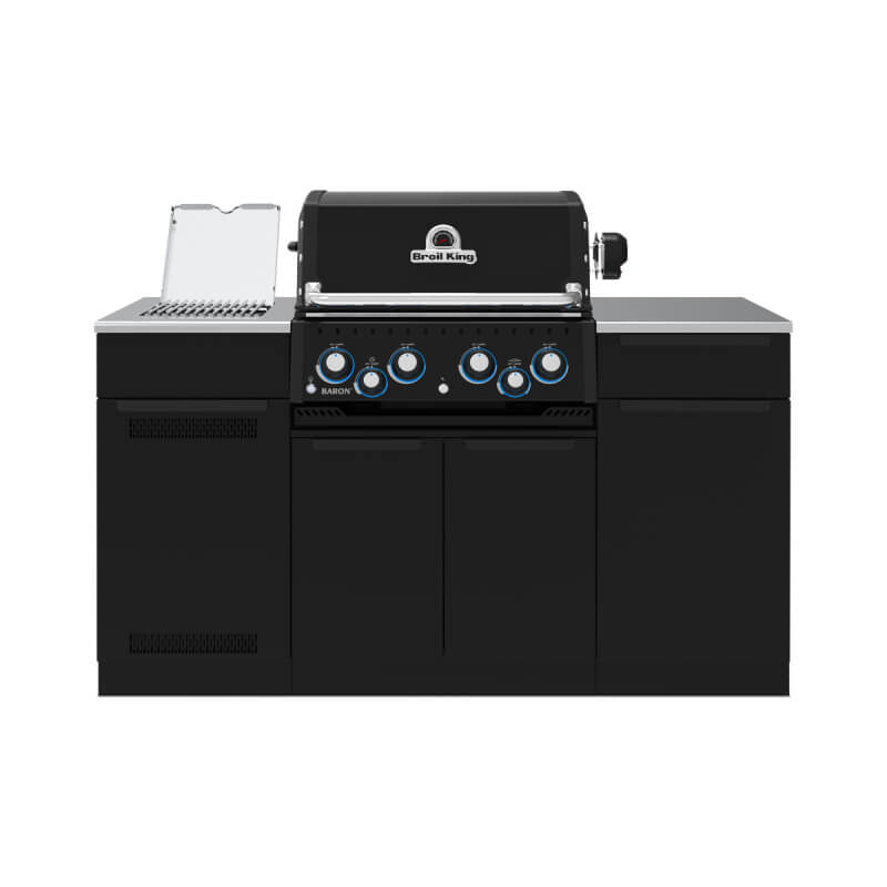 Broil King Baron Shadow 490i 4-Burner Gas Grill With Rotisserie & Side Burner Grill Island