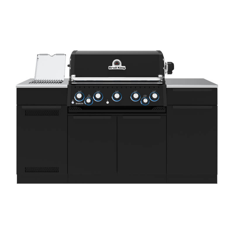 Broil King Baron Shadow 590i 4-Burner Gas Grill With Rotisserie & Side Burner Grill Island